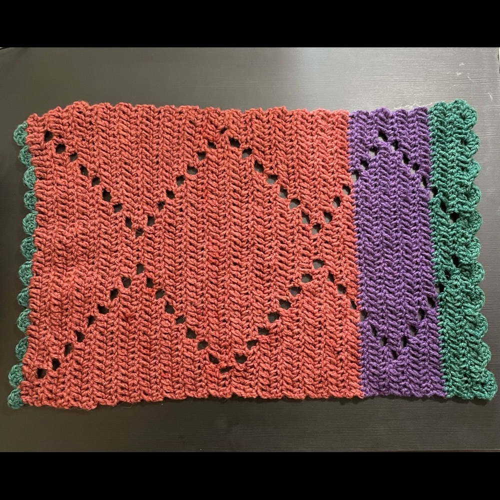 Artisan crochet wool rug